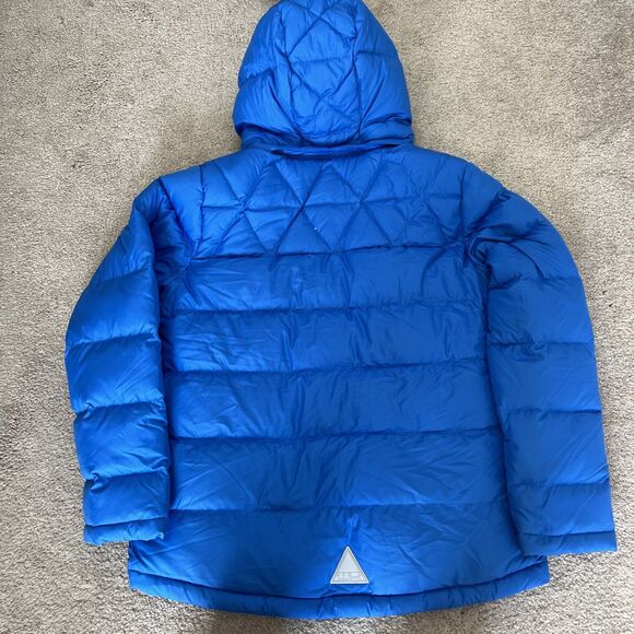 LL Bean's Down Puffer Jacket Boys Large 14-16 Blue Hooded Winter Sherpa Lined - Picture 6 of 8